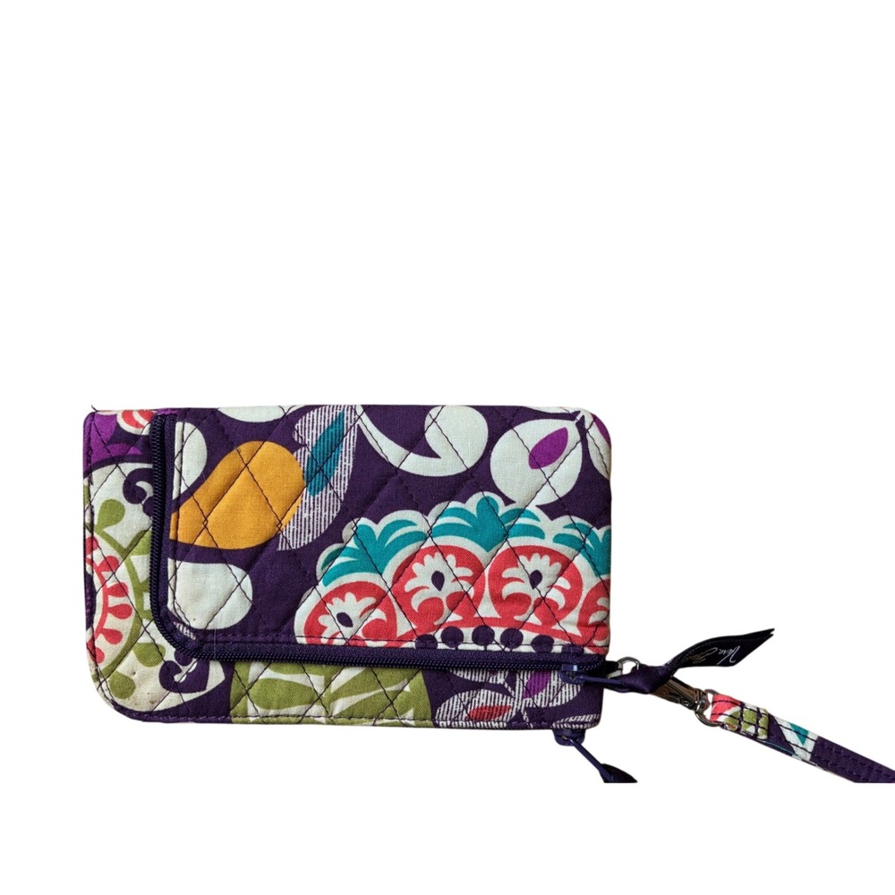 Vera Bradley Purple Floral Quilted Wristlet Wallet and ID Case Set